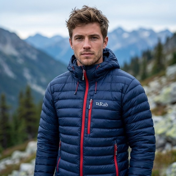 Rab Other - Rab Microlight Alpine Down Jacket Mens Small Navy Blue Hooded Pertex Lightweight